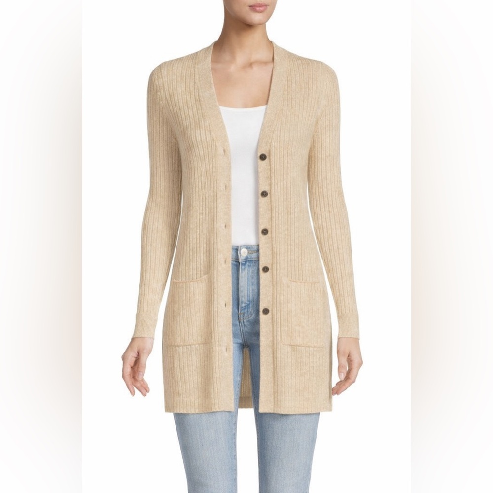 AMICALE Ribbed Cashmere Mini Sweater Dress / Cardigan Size XL NO BELT